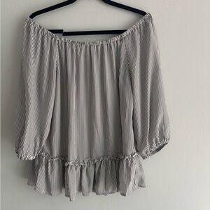 Lia Rosi Striped Off Shoulder Peplum Top – Size S (Oversized, Fits M)